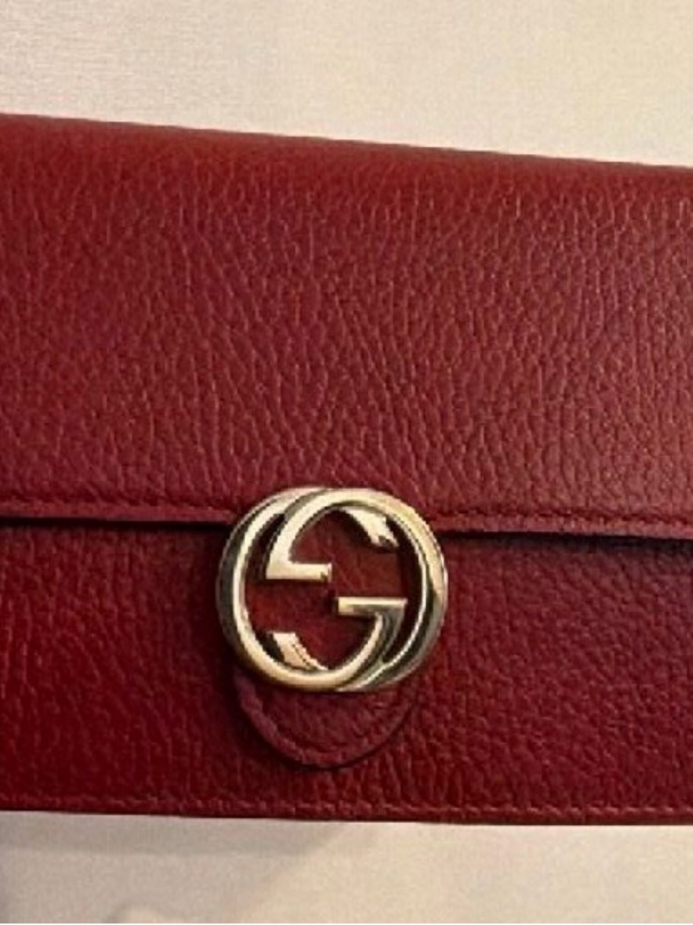 Gucci Red Leather Crossbody Wallet with Gold GG Logo